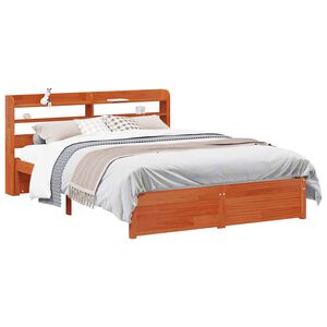 vidaXL Cadre de lit avec t&ecirc;te de lit Cire marron Bois de Pin Massif