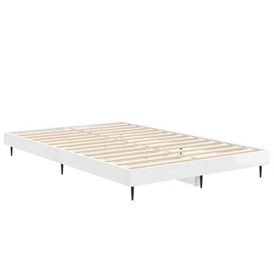 vidaXL Cadre de lit blanc brillant 120x190 cm bois d'ingénierie