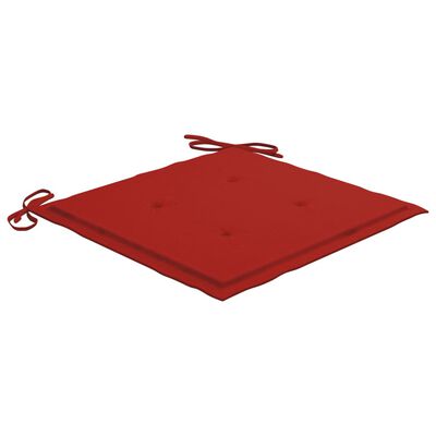 vidaXL Chaises de jardin avec coussins rouge 3 pcs Bois de teck massif