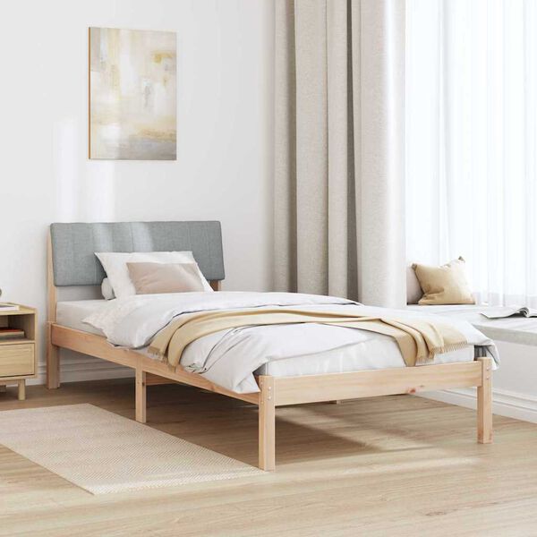 vidaXL Cadre de lit avec t&ecirc;te de lit Marron et gris clair 90 x 190 cm