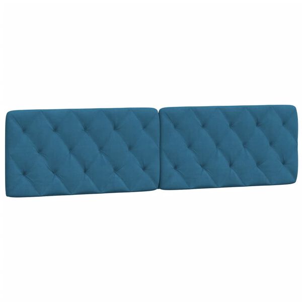 vidaXL Coussin de t&ecirc;te de lit bleu 200 cm velours