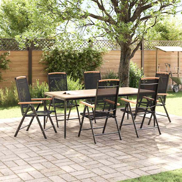 vidaXL Chaises de jardin pliables lot de 6 Textil&egrave;ne Noir