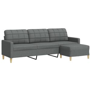 vidaXL Canap&eacute; &agrave; 3 places avec repose-pieds Gris fonc&eacute; 210 cm Tissu