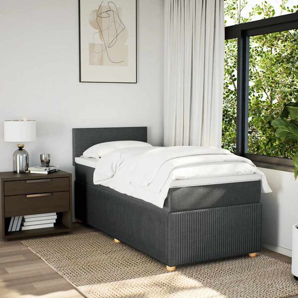 vidaXL Sommier &agrave; lattes de lit avec matelas Gris fonc&eacute; 100x200cm Tissu
