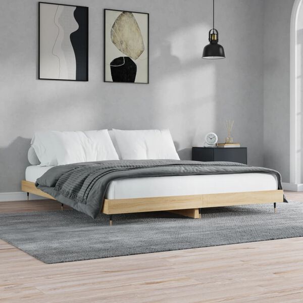 vidaXL Cadre de lit sans matelas ch&ecirc;ne sonoma 200x200 cm