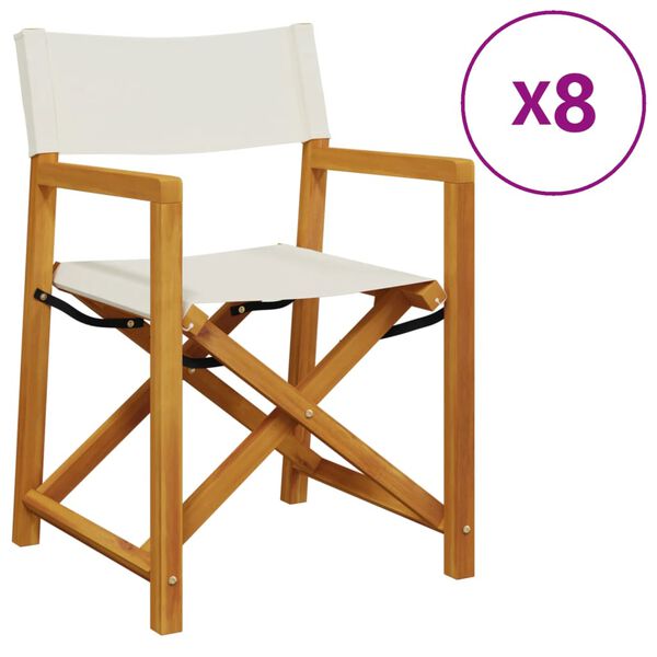vidaXL Chaises de jardin pliables lot de 8 blanc cr&egrave;me tissu