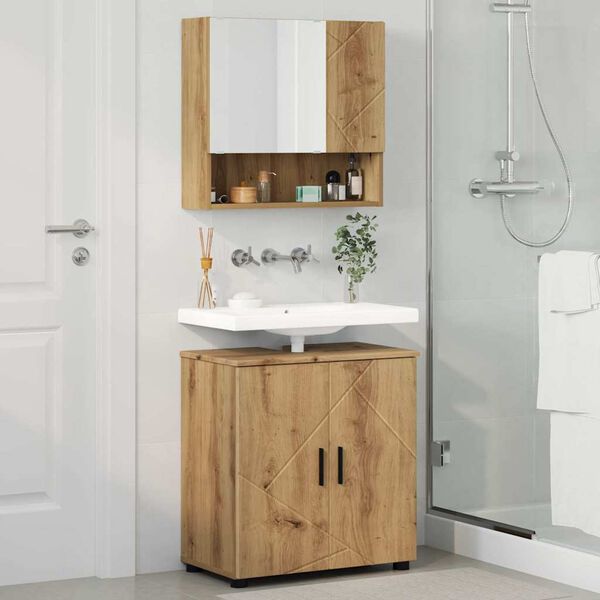 vidaXL Ensemble de mobilier de salle de bain 2 pcs Ch&ecirc;ne artisanal