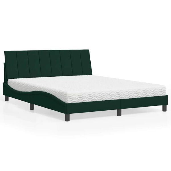 vidaXL Lit avec matelas Hanko vert fonc&eacute; 160x200 cm velours