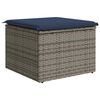 vidaXL Tabouret de jardin avec coussin gris 55x55x37 cm r&eacute;sine tress&eacute;e