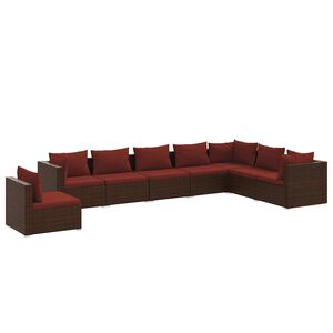vidaXL Salon de jardin 8 pcs avec coussins r&eacute;sine tress&eacute;e marron