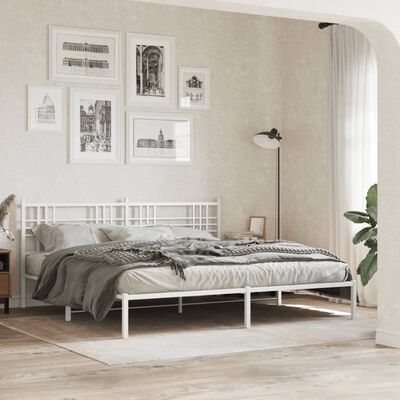 vidaXL Cadre de lit métal sans matelas et tête de lit blanc 183x213 cm