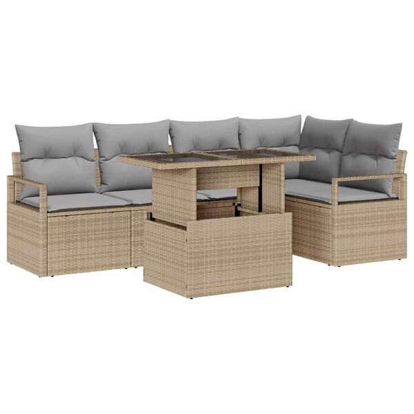 vidaXL Ensemble de canap&eacute; de jardin 6 pcs Beige et Gris clair