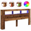 vidaXL T&ecirc;te de lit &agrave; LED vieux bois 200x18,5x103,5cm bois d'ing&eacute;nierie