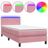 vidaXL Sommier &agrave; lattes de lit avec matelas et LED rose 80x220 cm velours