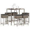 vidaXL Ensemble de bar de jardin 7 pcs avec coussins gris poly rotin