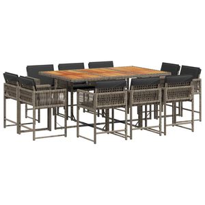vidaXL Ensemble &agrave; manger de jardin 11pcs avec coussins gris poly rotin