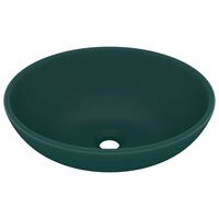 vidaXL Lavabo ovale de luxe Vert foncé mat 40x33 cm Céramique