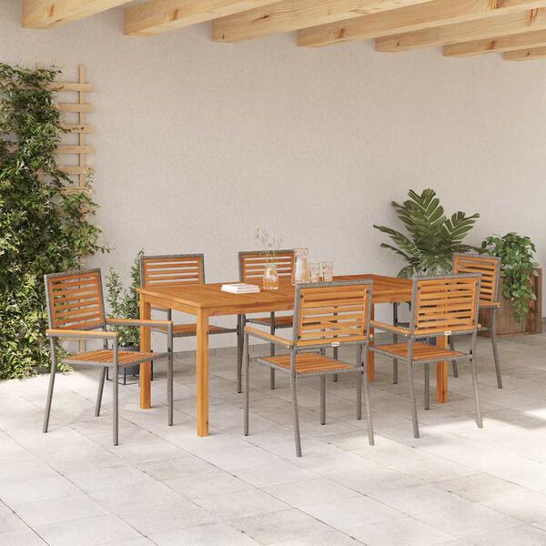 vidaXL Ensemble de salle à manger pour jardin 7 pcs Gris
