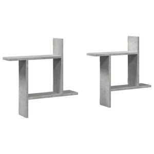 vidaXL &Eacute;tag&egrave;res murales 2 pcs gris b&eacute;ton 50x12x50 cm bois d'ing&eacute;nierie