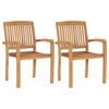 vidaXL Chaises de jardin lot de 2 et coussins vert Bois de teck massif