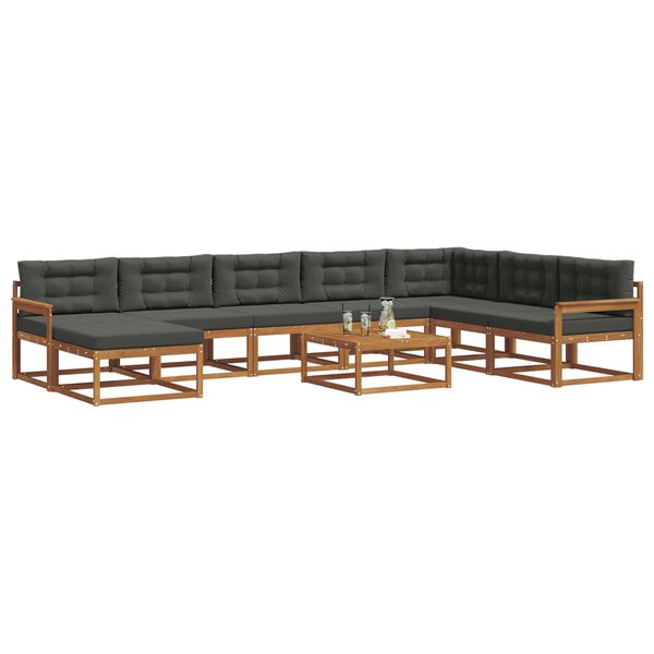 vidaXL Ensemble de canap&eacute;s d'ext&eacute;rieur 9 pcs Naturel et Anthracite