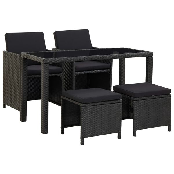 vidaXL Ensemble &agrave; manger d'ext&eacute;rieur 5pcs avec coussins R&eacute;sine tress&eacute;e