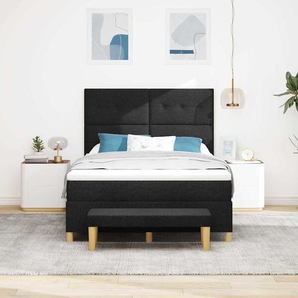 vidaXL Lit &agrave; ressorts avec matelas Noir 160 x 200 cm tissu