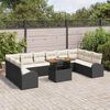vidaXL Ensemble de canapé de jardin avec coussin 11 pcs Noir et crème