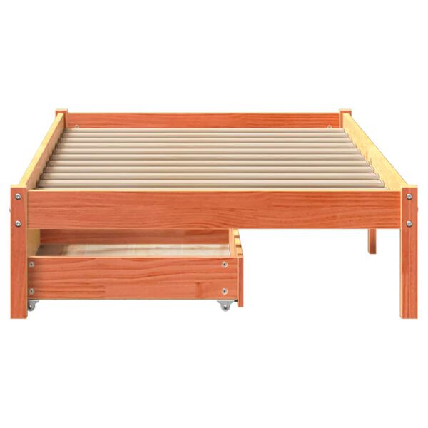 vidaXL Cadre de lit sans matelas cire marron 100x200cm bois pin massif