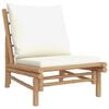 vidaXL Salon de jardin 5 pcs avec coussins blanc cr&egrave;me bambou