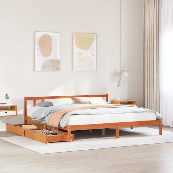 vidaXL Cadre de lit sans matelas cire marron 180x200cm bois pin massif