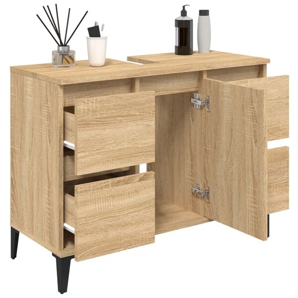 vidaXL Meuble d'&eacute;vier ch&ecirc;ne sonoma 80x33x60 cm bois d'ing&eacute;nierie
