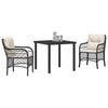 vidaXL Ensemble de salle &agrave; manger pour jardin 3 pcs Noir polyrotin