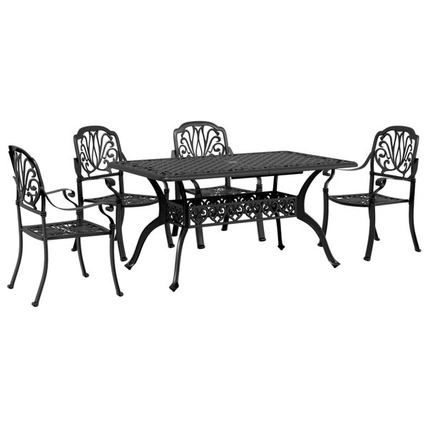 vidaXL Ensemble &agrave; manger de jardin 5 pcs noir aluminium coul&eacute;