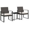 vidaXL Ensemble &agrave; manger de jardin avec coussins 3 pcs marron rotin PP
