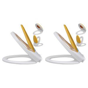 vidaXL Si&egrave;ges de toilette et couvercles 2 pcs Plastique Blanc et jaune