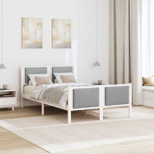 vidaXL Cadre de lit avec t&ecirc;te de lit Gris clair 120 x 200 cm tissu