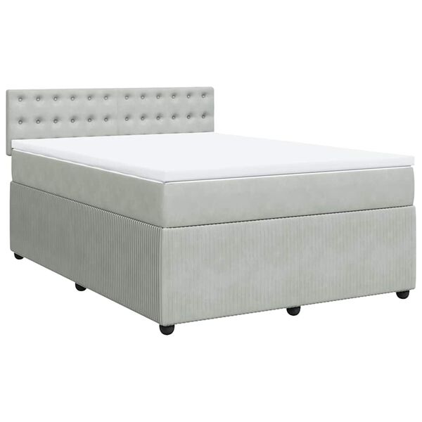 vidaXL Sommier &agrave; lattes de lit et matelas Gris clair 140x200cm Velours