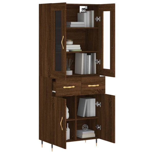 vidaXL Buffet haut Ch&ecirc;ne marron 69,5x34x180 cm Bois d'ing&eacute;nierie