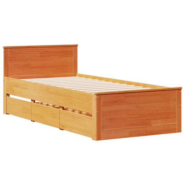 vidaXL Cadre de lit sans matelas avec t&ecirc;te de lit 90x200 cm bois pin