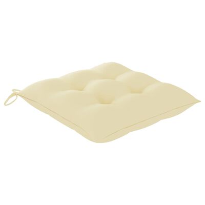 vidaXL Chaises à manger lot de 2 avec coussins blanc crème Bois teck