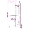 vidaXL Buffet haut Gris b&eacute;ton 69,5x34x180 cm Bois d'ing&eacute;nierie
