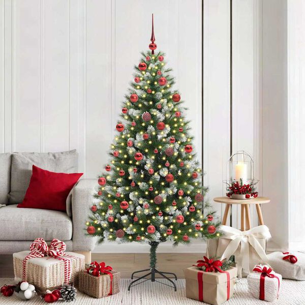 vidaXL Sapin de No&euml;l artificiel &agrave; charni&egrave;re avec neige en flocons