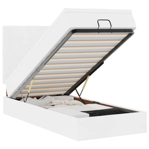VidaXL Cadre de lit ottoman avec matelas blanc 80x200 cm similicuir