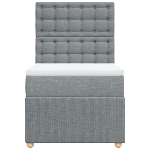 vidaXL Sommier &agrave; lattes de lit avec matelas gris clair 80x200 cm tissu