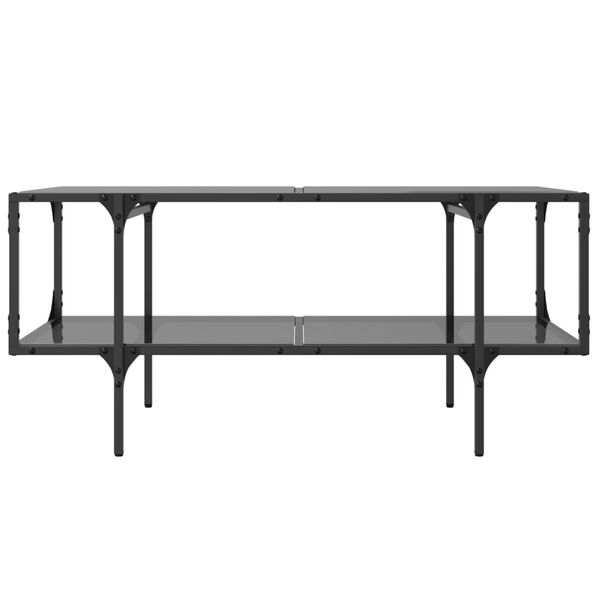 vidaXL Table basse avec dessus en verre noir 98,5x50x45 cm acier