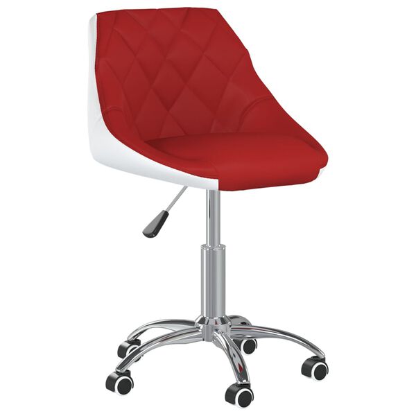 vidaXL Chaise pivotante &agrave; d&icirc;ner Rouge bordeaux et blanc Similicuir