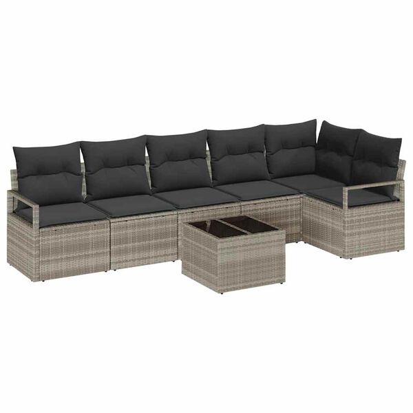 vidaXL Ensemble de Canap&eacute;s 7 pcs Gris clair polyrotin