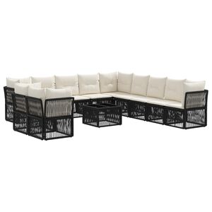 vidaXL Ensemble de canap&eacute; de jardin 12 pc Noir polyrotin