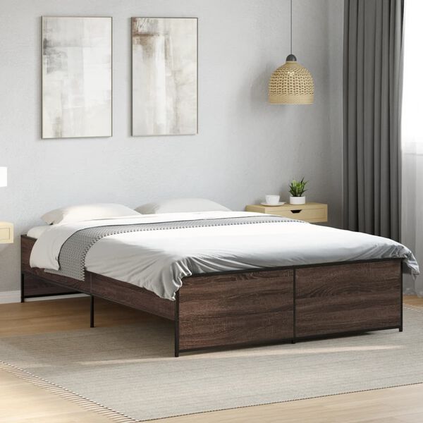 vidaXL Cadre de lit sans matelas ch&ecirc;ne marron 140x190 cm